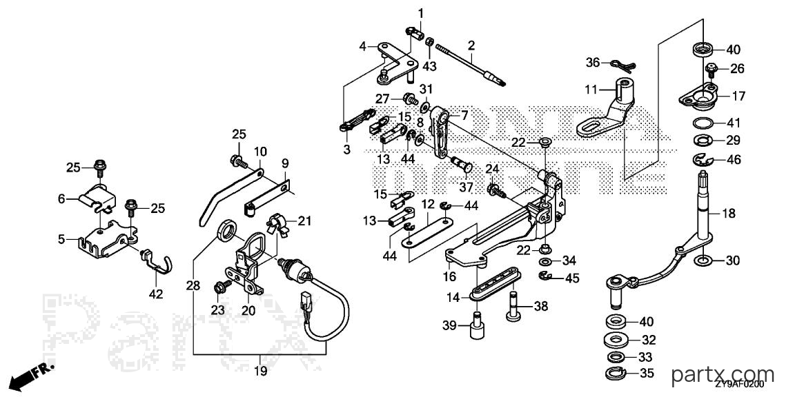 Honda BF90DK4 XRTA - SHIFT SHAFT
