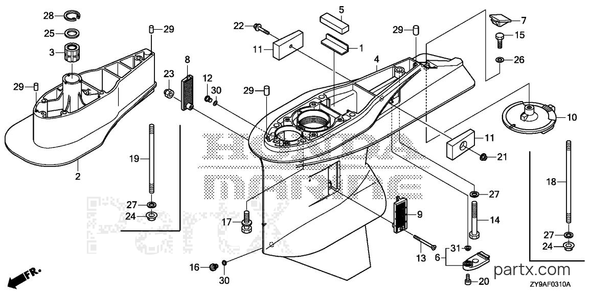 Honda BF75DK2 LRTA - GEAR CASE