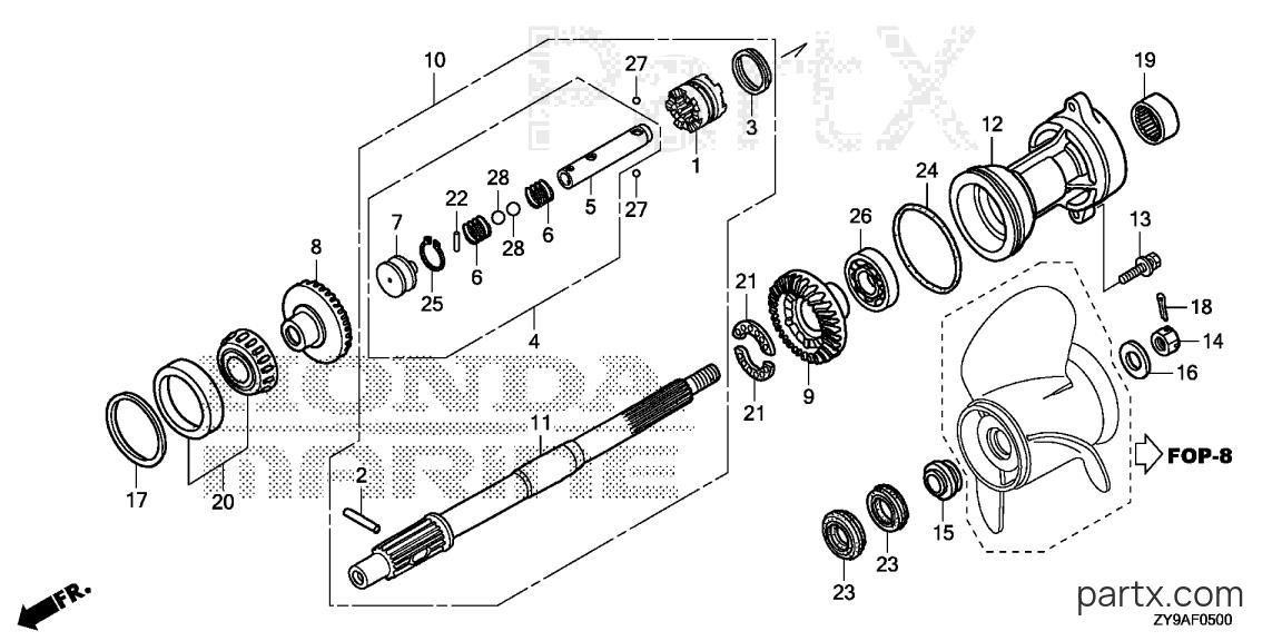 Honda BF90DK2 LRTA - PROPELLER SHAFT