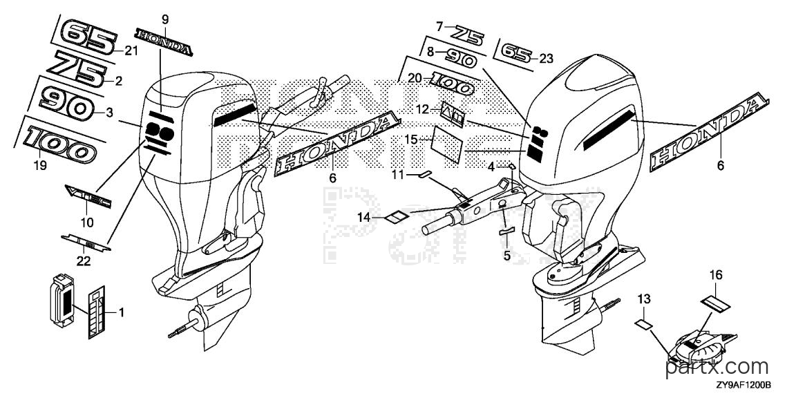 Honda BF90DK2 LRTA - LABEL