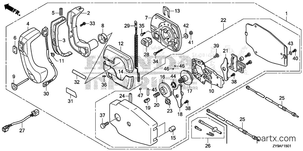 Honda BF100A LRTA - REMOTE CONTROL (PANEL MOUNT)
