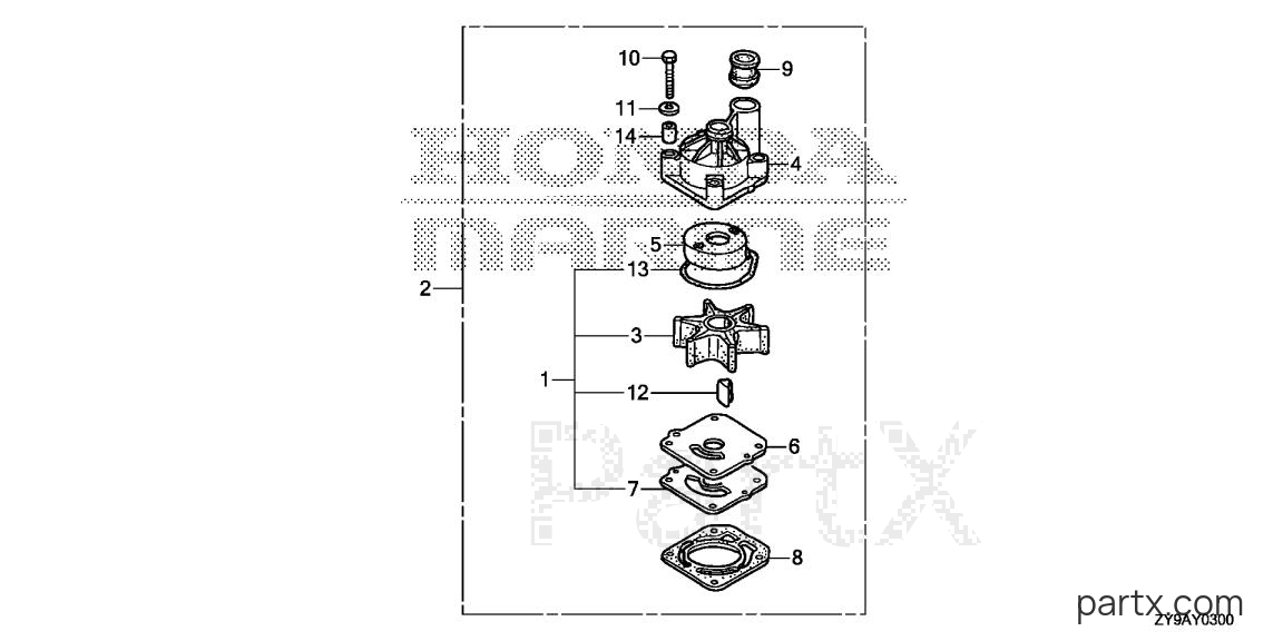 Honda BF90DK2 LRTA - IMPELLER PUMP KIT