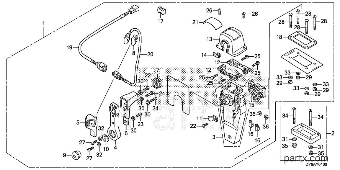 Honda BF90DK2 LRTA - REMOTE CONTROL (TOP MOUNT SINGLE TYPE) (R.)