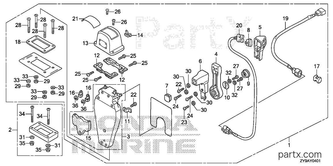 Honda BF90DK4 LRTA - REMOTE CONTROL (TOP MOUNT SINGLE TYPE) (L.)