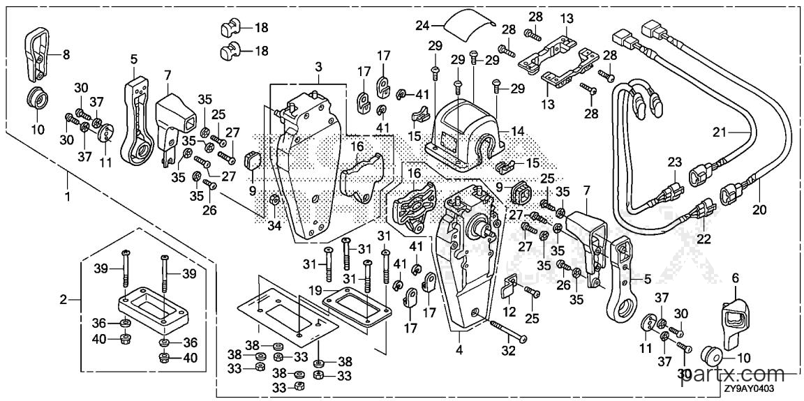 Honda BF100A XRTA - REMOTE CONTROL (TOP MOUNT DUAL TYPE) (L.)