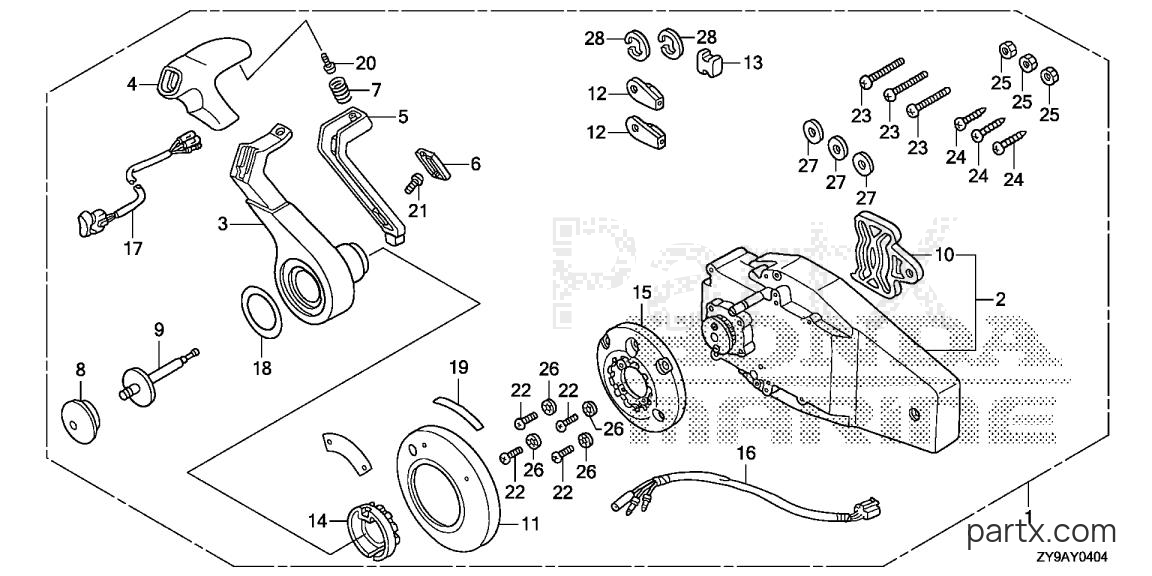 Honda BF90DK4 LRTA - REMOTE CONTROL (FLUSH MOUNT TYPE) (R.)