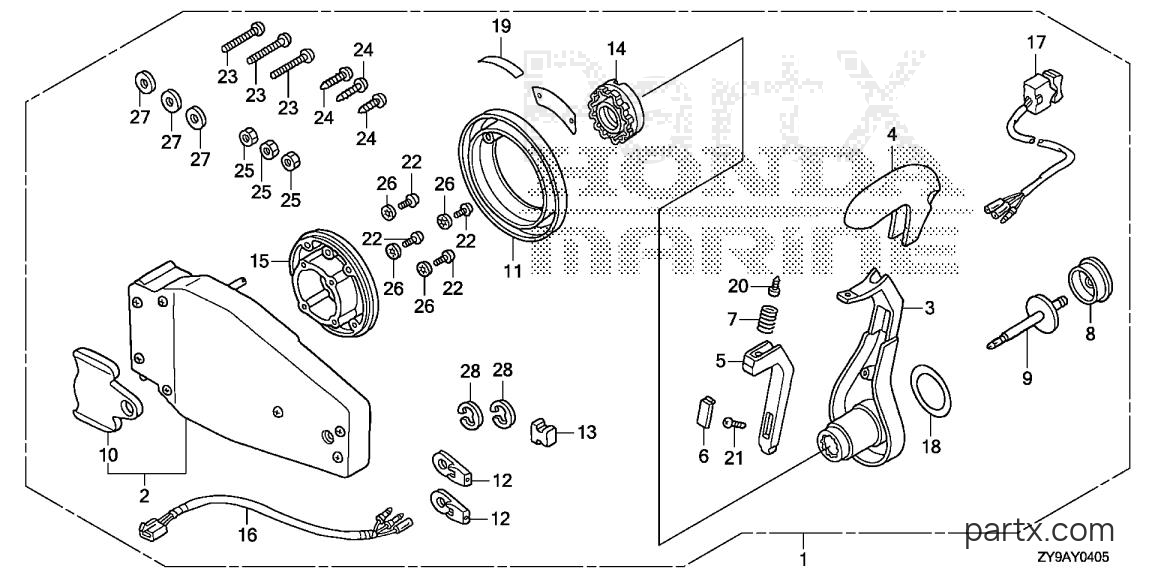 Honda BF75DK2 LRTA - REMOTE CONTROL (FLUSH MOUNT TYPE) (L.)