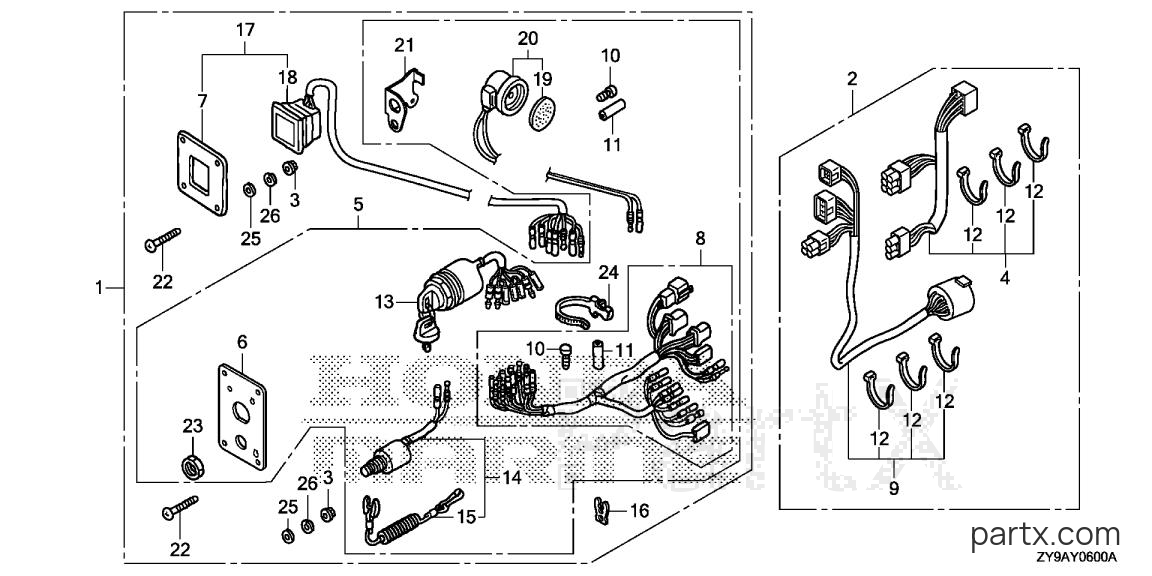 Honda BF90DK4 JRTA - SWITCH PANEL KIT (1)