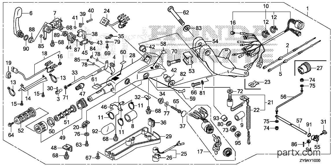 Honda BF75DK3 LRTA - HANDLEBAR KIT