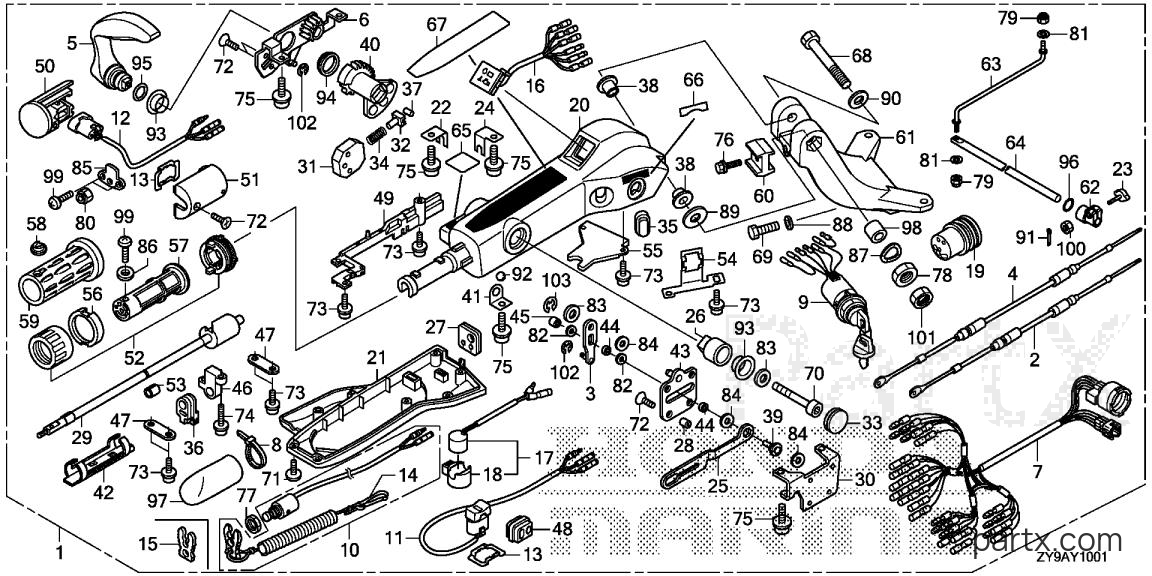 Honda BF100A XRTA - HANDLEBAR KIT (MULTI-FUNCTION)