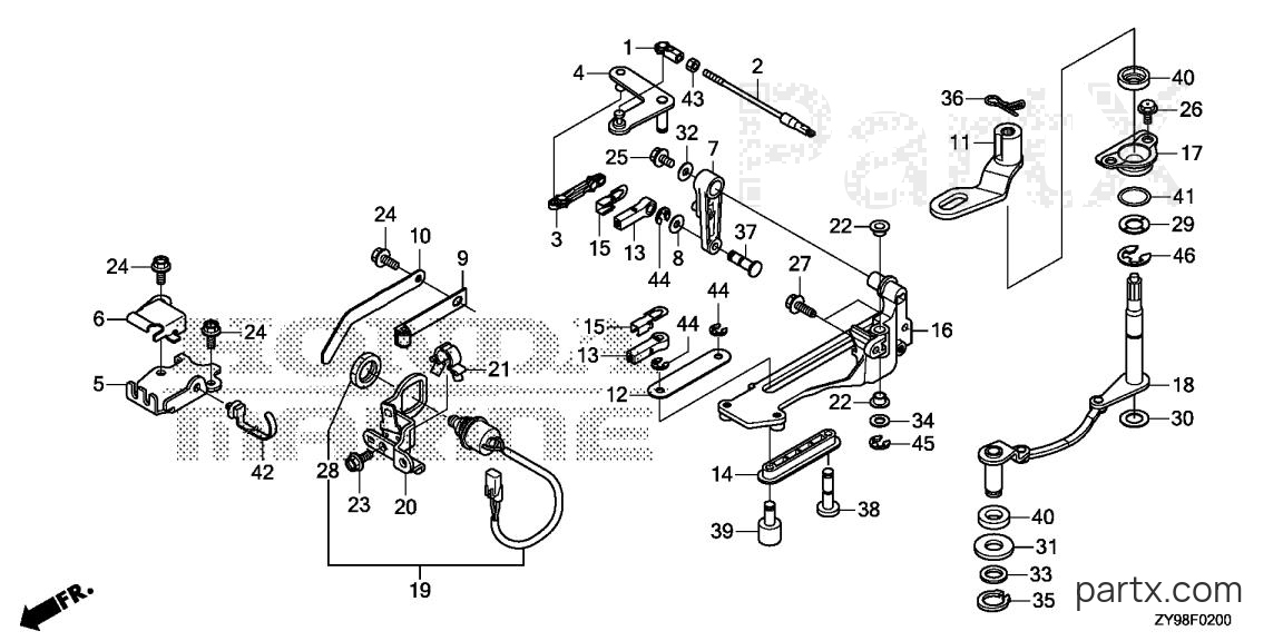 Honda BF100AK1 XRTA - SHIFT SHAFT
