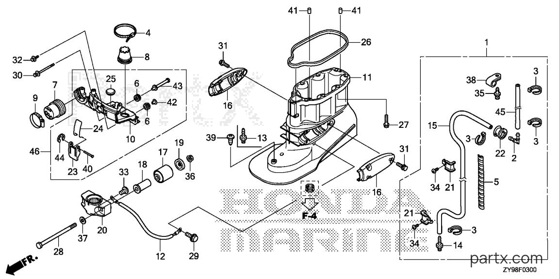 Honda BF90DK5 LRTA - EXTENSION CASE