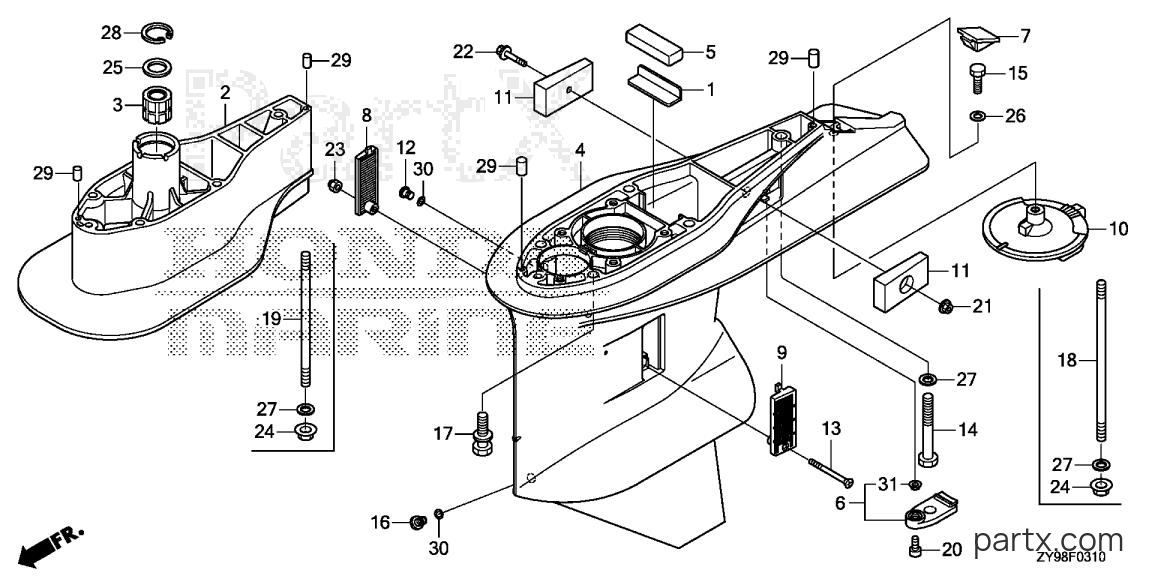 Honda BF75DK4 LRTA - GEAR CASE
