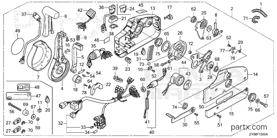 Honda BF100AK1 XRTA - REMOTE CONTROL (SIDE MOUNT)
