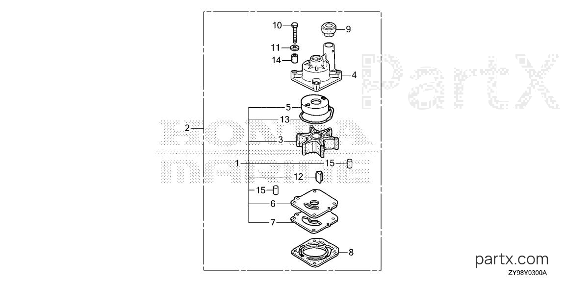 Honda BF90DK5 LRTA - IMPELLER PUMP KIT