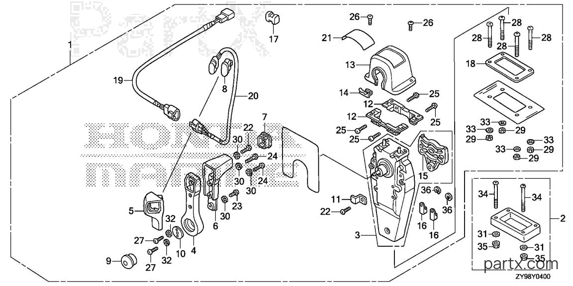 Honda BF75DK4 LRTA - REMOTE CONTROL (TOP MOUNT SINGLE TYPE) (R.)