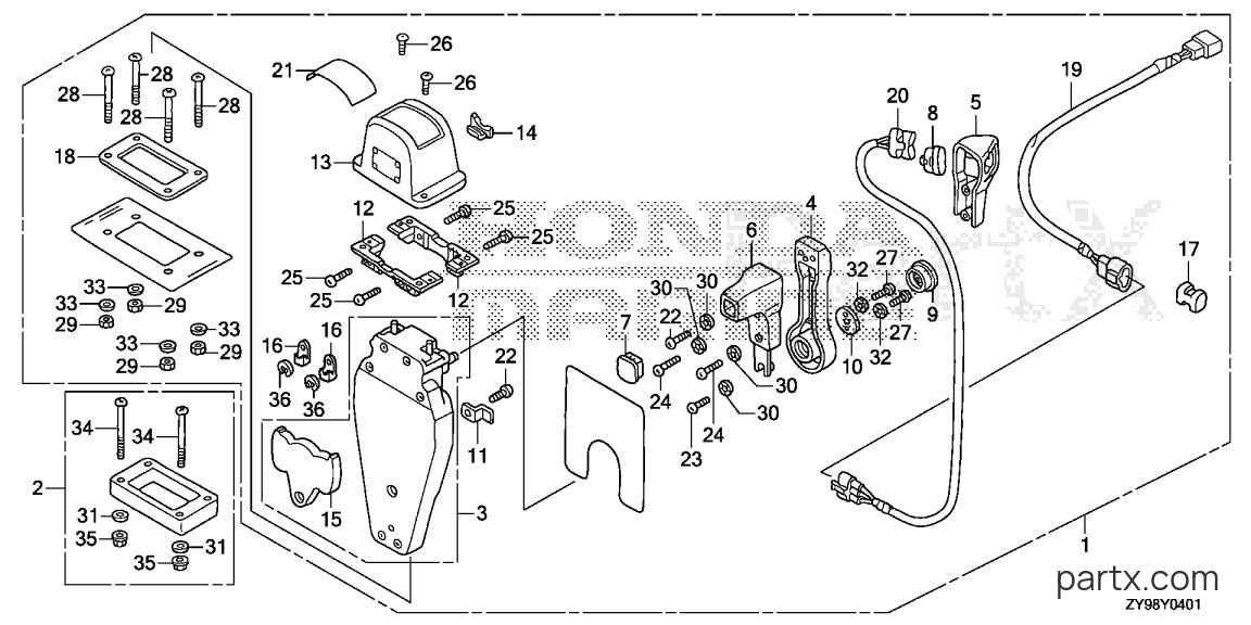 Honda BF90DK5 LRTA - REMOTE CONTROL (TOP MOUNT SINGLE TYPE) (L.)