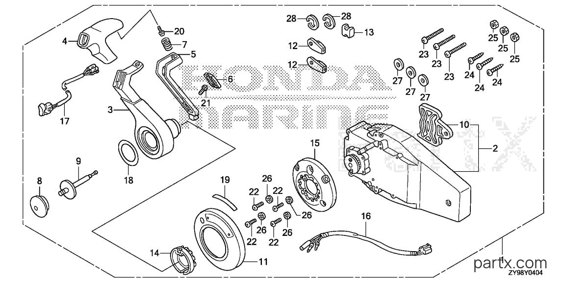 Honda BF90DK5 LRTA - REMOTE CONTROL (FLUSH MOUNT TYPE) (R.)