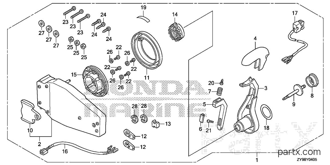 Honda BF100AK1 LRTA - REMOTE CONTROL (FLUSH MOUNT TYPE) (L.)