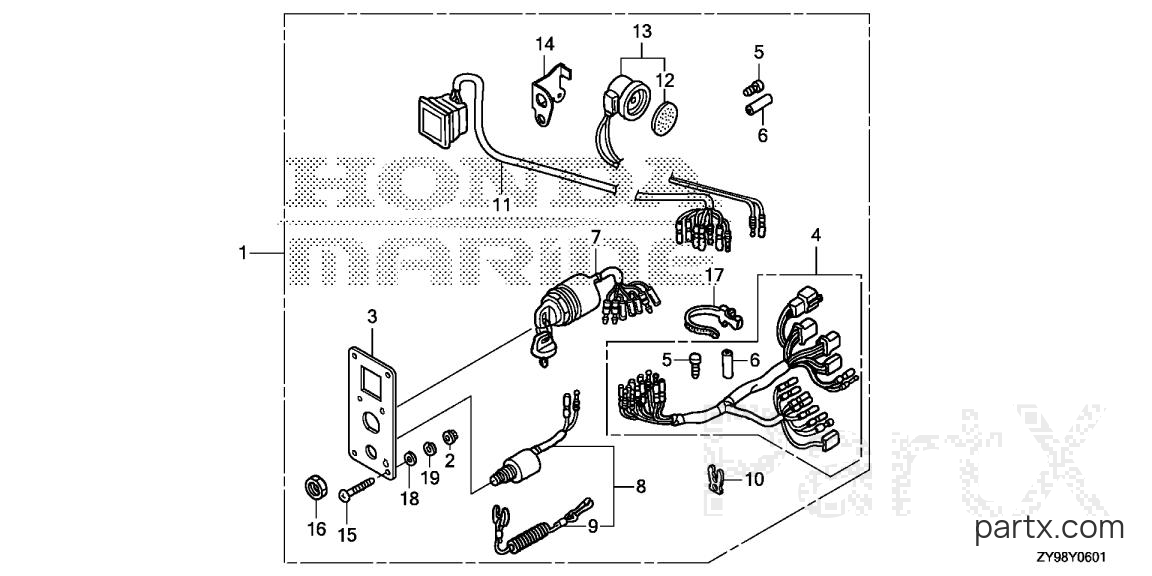 Honda BF100AK1 XRTA - SWITCH PANEL KIT (2)
