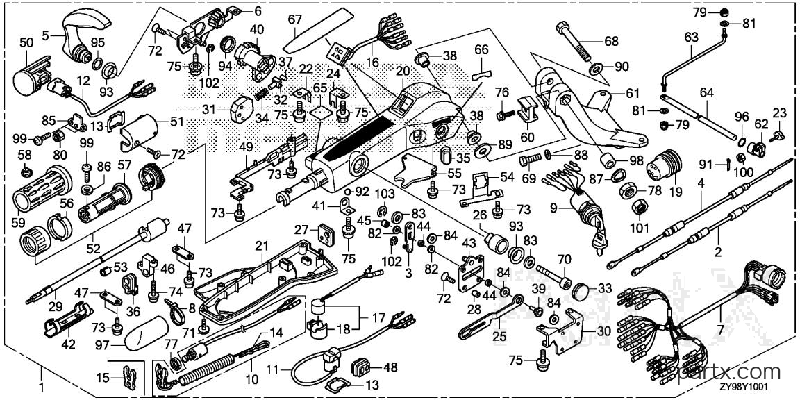 Honda BF90DK5 JRTA - HANDLEBAR KIT (MULTI-FUNCTION)