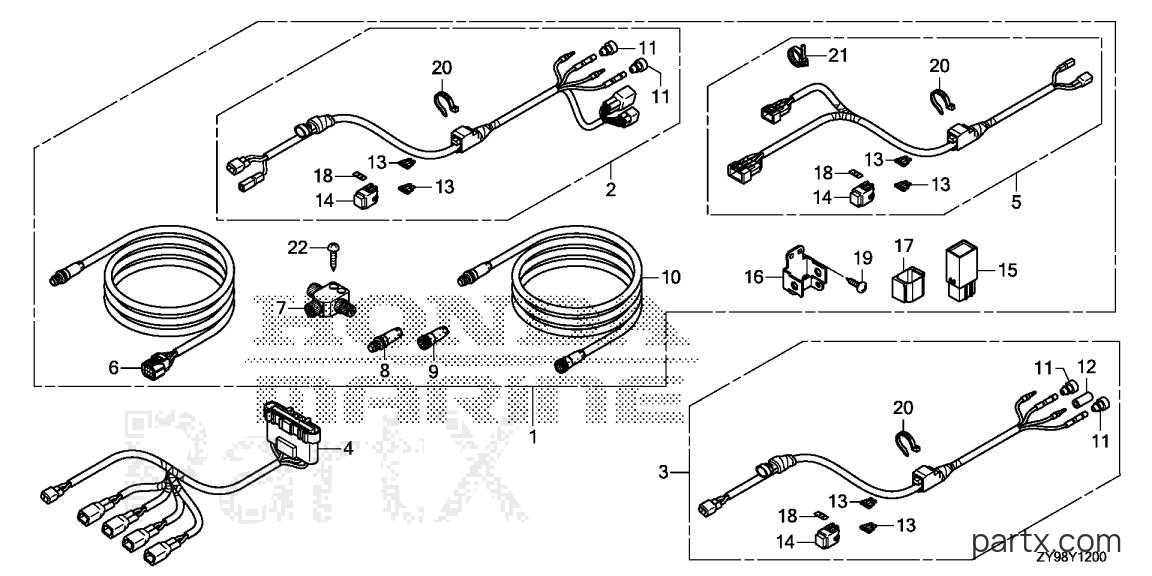 Honda BF100AK1 LRTA - CABLE KIT