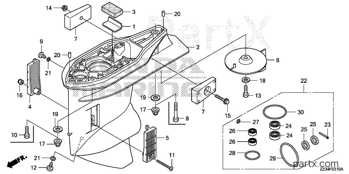 Honda BF60A LRTA - GEAR CASE
