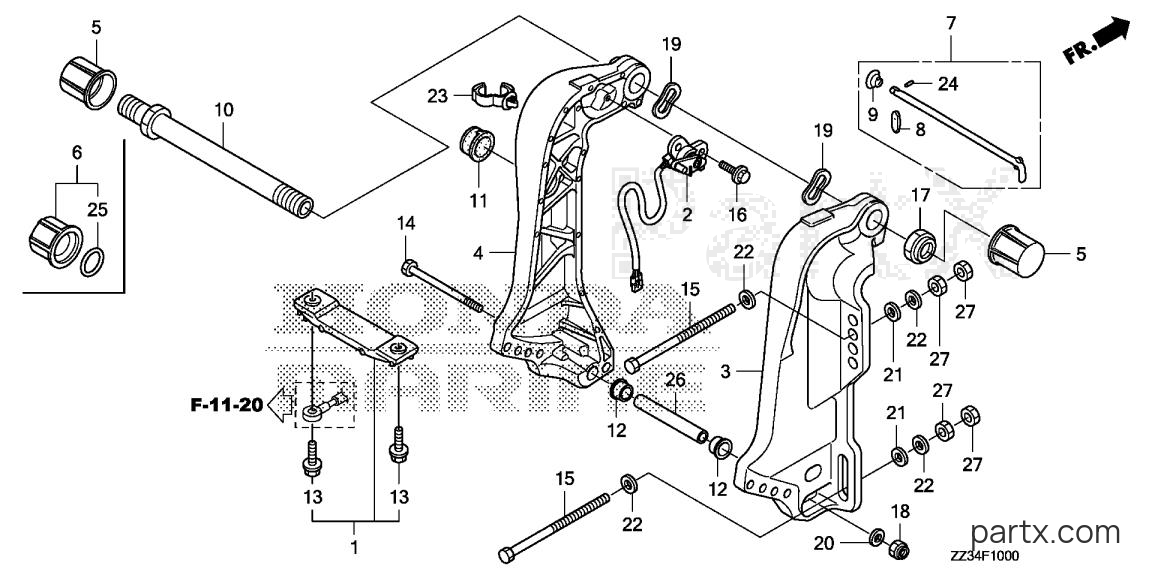 Honda BF60A LRTA - STERN BRACKET