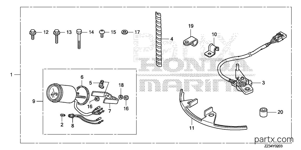 Honda BF60A LRTA - RUDDER METER KIT