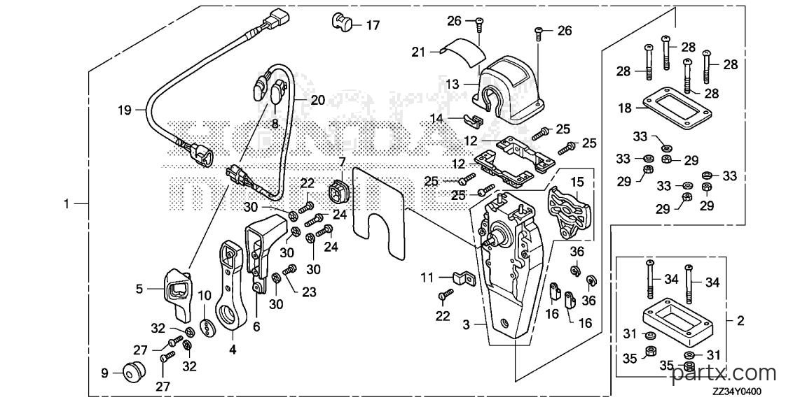 Honda BFP60A LRTB - REMOTE CONTROL BOX (TOP MOUNT SINGLE TYPE) (R.)