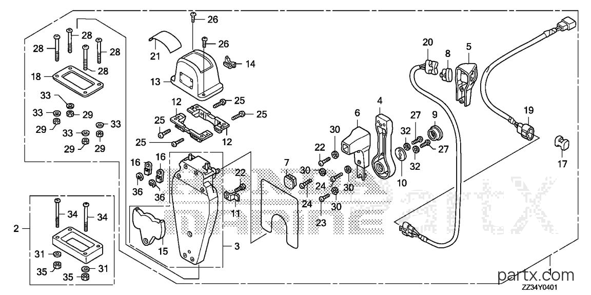 Honda BFP60A XRTA - REMOTE CONTROL BOX (TOP MOUNT SINGLE TYPE) (L.)