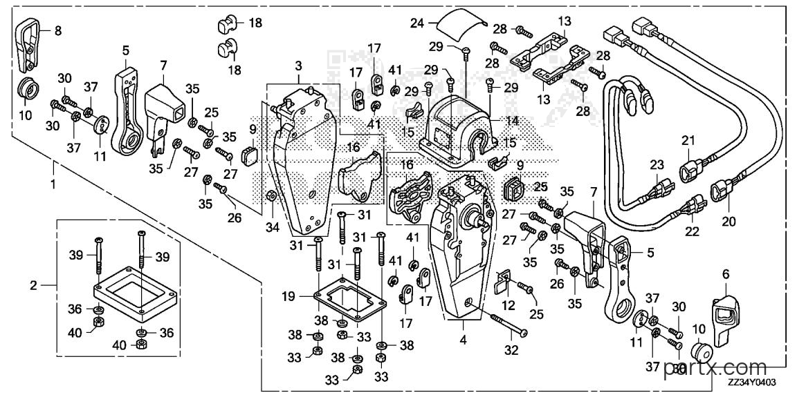 Honda BFP60A LRTB - REMOTE CONTROL BOX (TOP MOUNT DUAL TYPE) (L.)