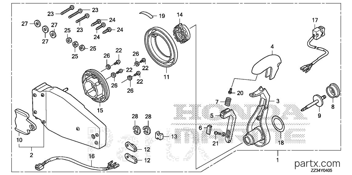 Honda BF60A XRTA - REMOTE CONTROL BOX (FLUSH MOUNT TYPE) (L.)
