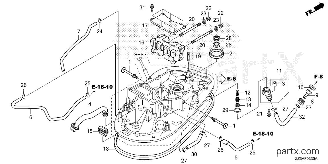Honda BF60AK1 LRTA - UPPER RUBBER MOUNT