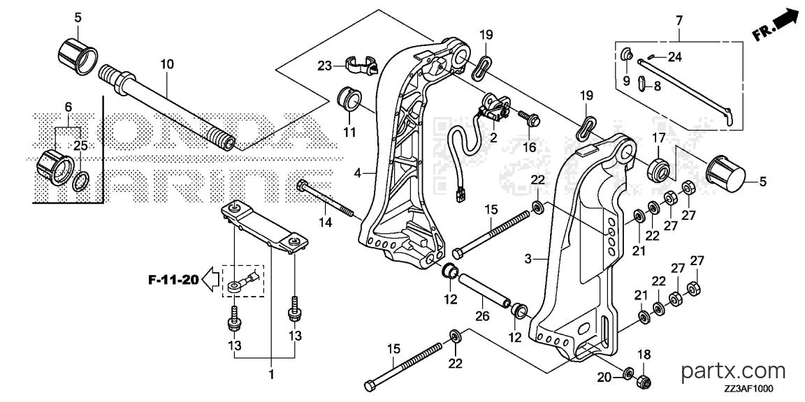 Honda BF60AK1 LRTA - STERN BRACKET