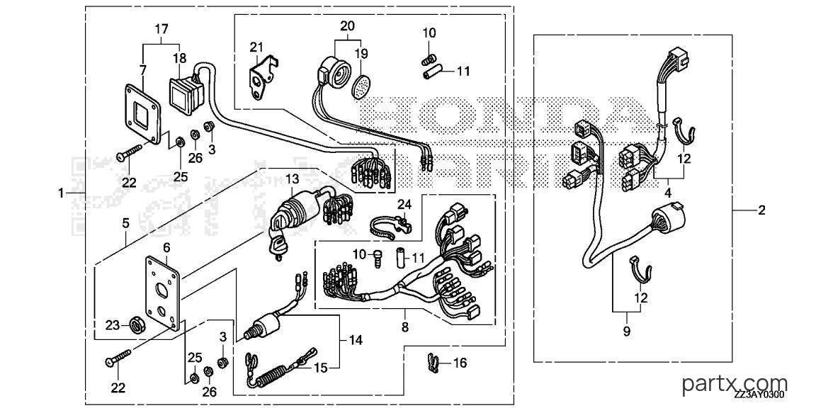 Honda BF60AK1 XRTA - SWITCH PANEL KIT (1)