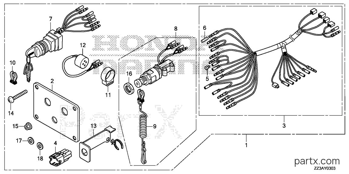 Honda BFP60AK1 XRTA - SWITCH PANEL KIT (4)