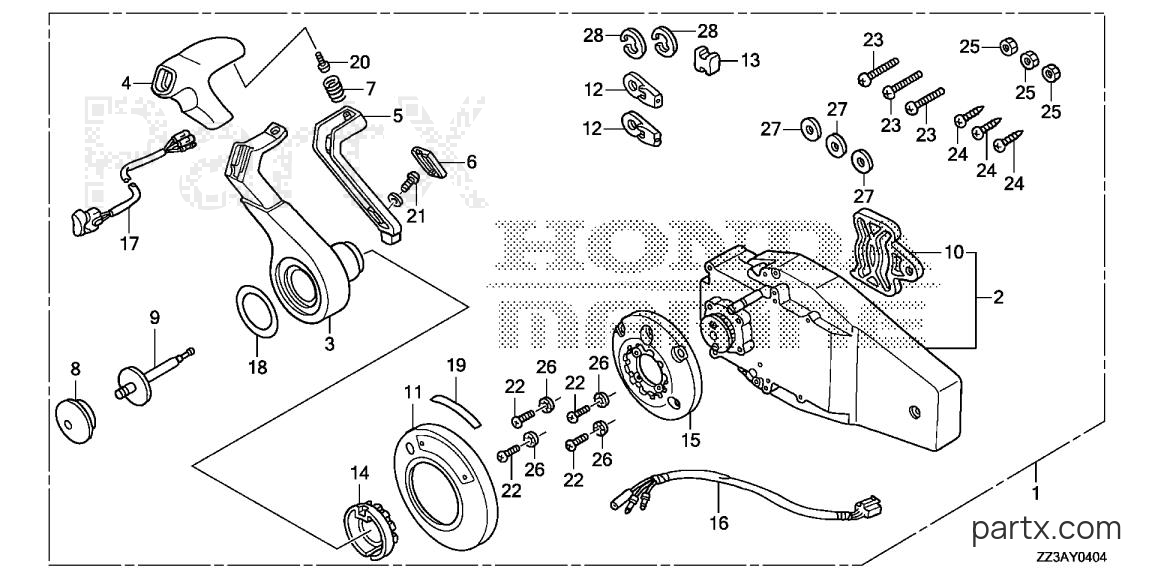 Honda BF60AK1 JRTA - REMOTE CONTROL BOX (FLUSH MOUNT TYPE) (R.)