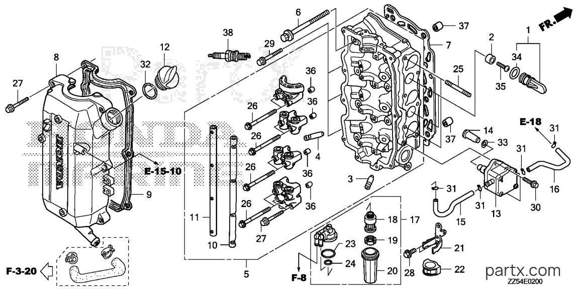 Honda BF40D LHA - CYLINDER HEAD