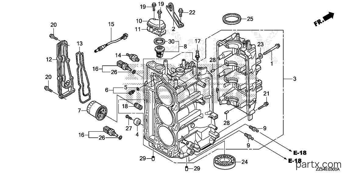 Honda BF40D LRTA - CYLINDER BLOCK