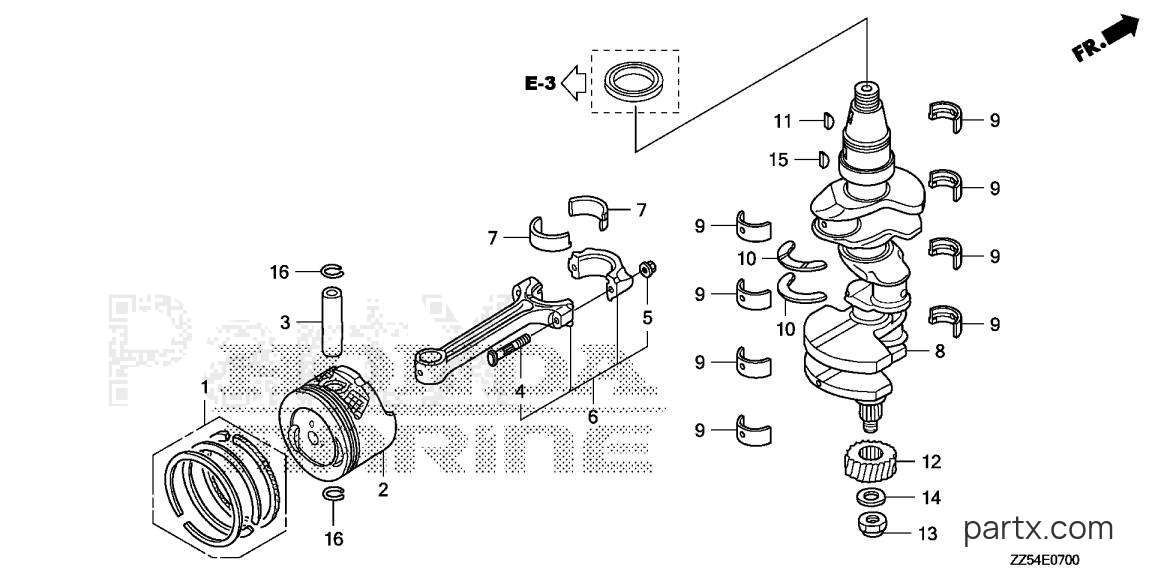 Honda BF50D LRTA - CRANKSHAFT - PISTON