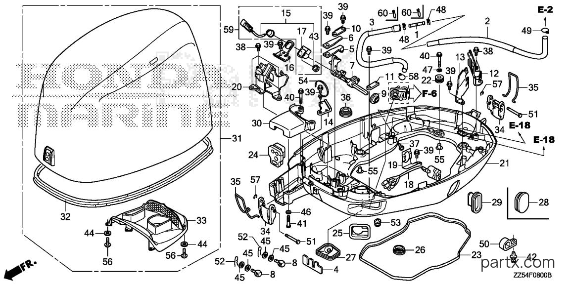 Honda BF40D LHA - ENGINE COVER - UNDER CASE