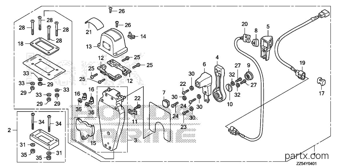 Honda BF50D LRTA - REMOTE CONTROL (TOP MOUNT SINGLE TYPE) (L.)