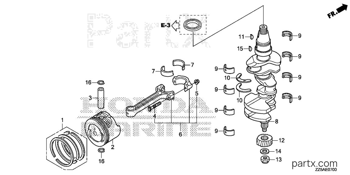 Honda BF50DK2 LRTA - CRANKSHAFT - PISTON