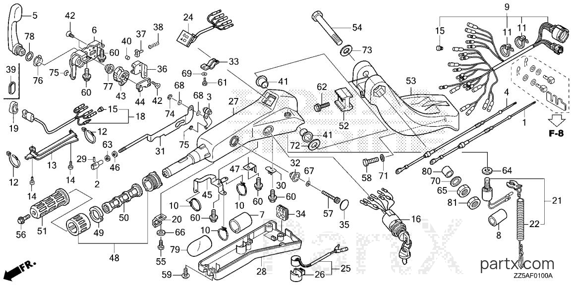 Honda BF40DK2 LHA - HANDLEBAR