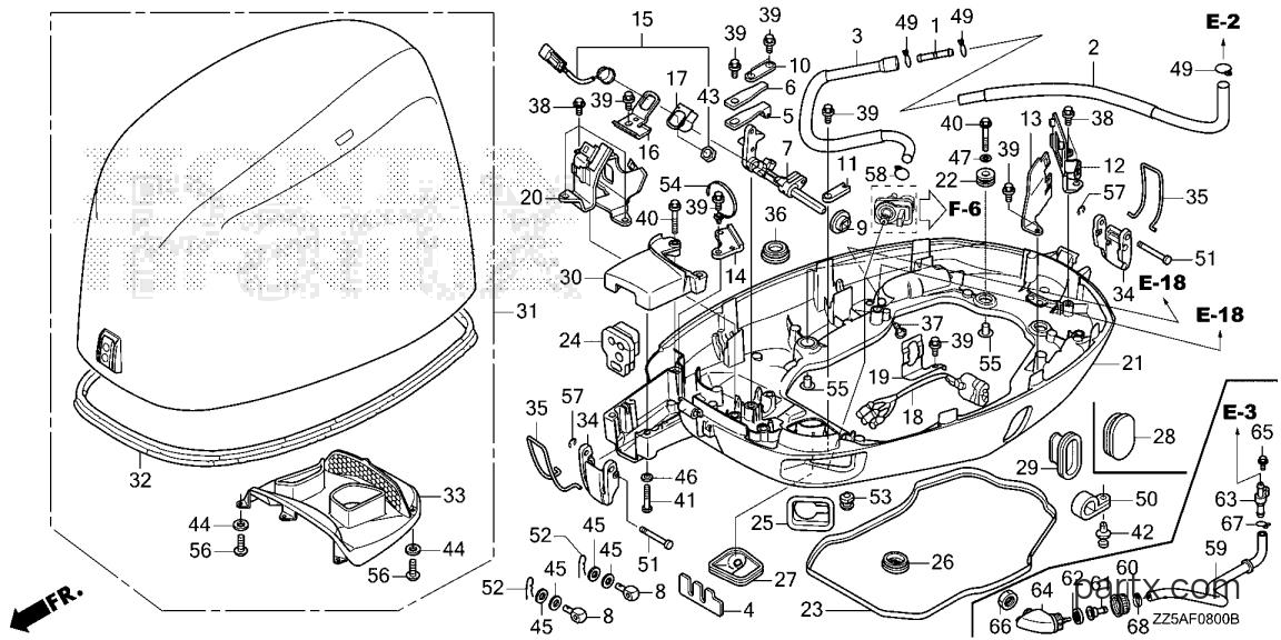 Honda BF40DK4 LRTA - ENGINE COVER - UNDER CASE