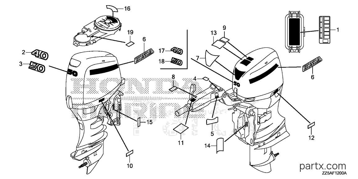 Honda BF40DK4 LRTA - LABEL