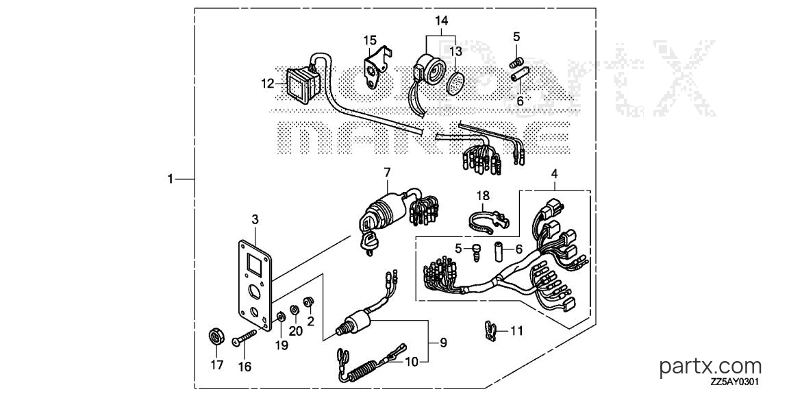 Honda BF40DK4 LRTA - SWITCH PANEL KIT (2)