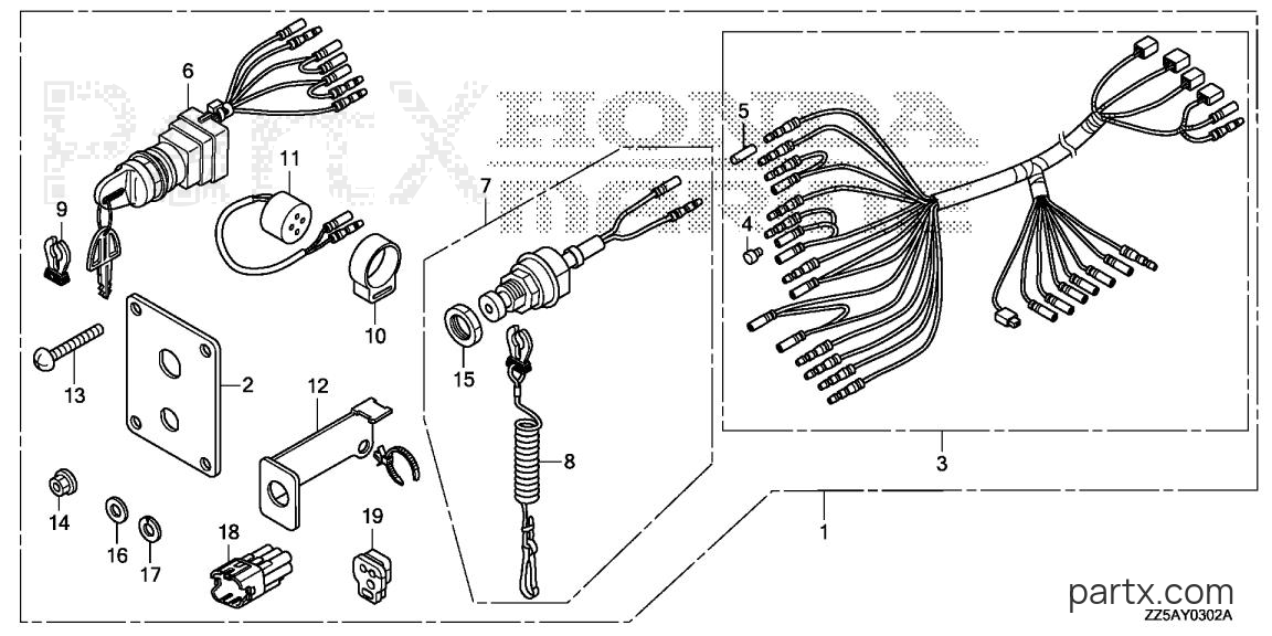 Honda BF50DK4 LRTA - SWITCH PANEL KIT (3)