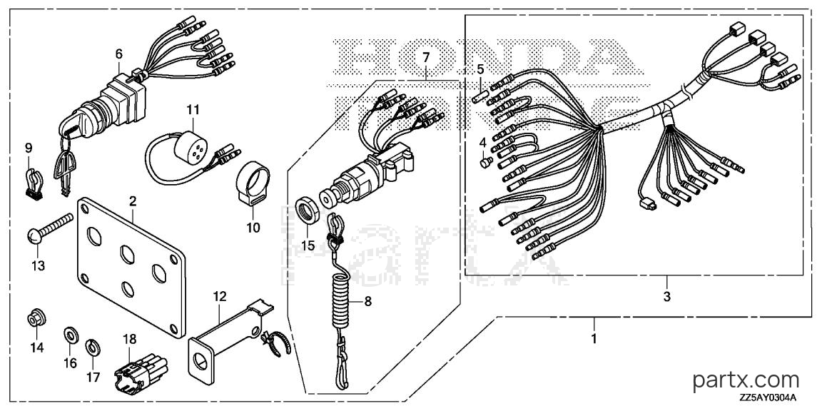 Honda BF40DK2 LRTA - SWITCH PANEL KIT (5)